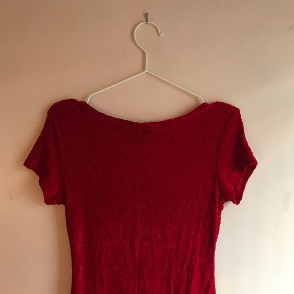 90s Red Valentine Velour Mini Dress - Picture 4 of 4